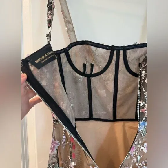 NWOT BRONX‎ AND BANCO MIDNIGHT EMBROIDERED FLORAL GOWN - Picture 14 of 16